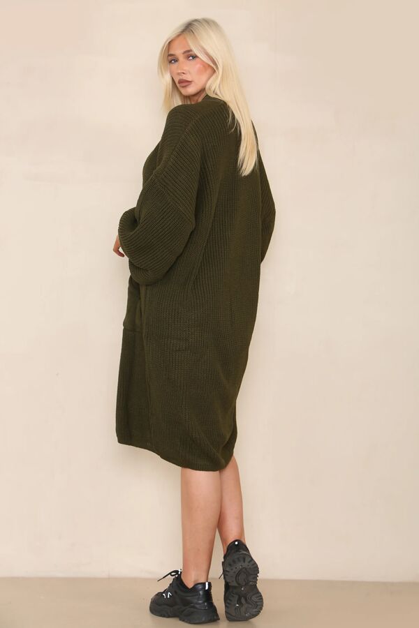 Longline Balloon Sleeve Knit Cardigan