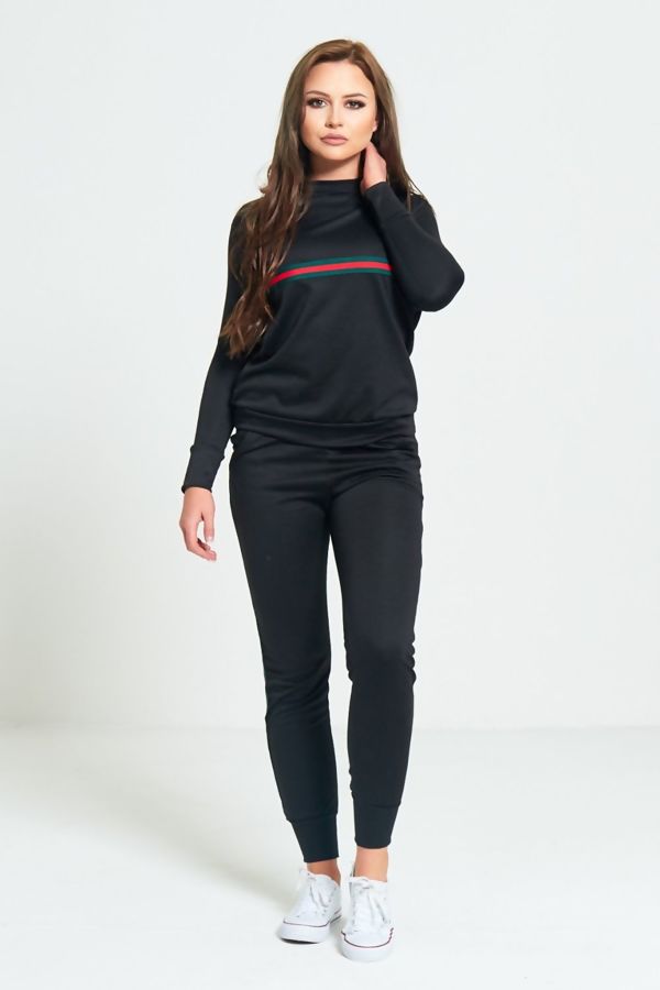 black tracksuit red stripe