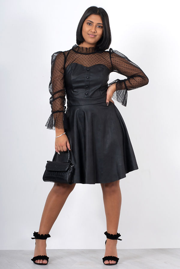 Faux leather skater dress Clearance