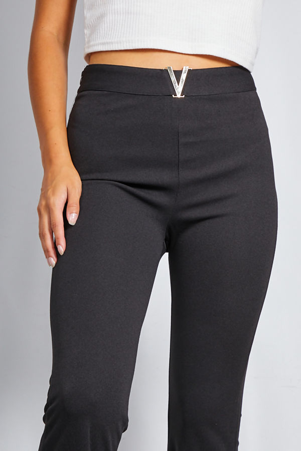 high waist split leg trousers