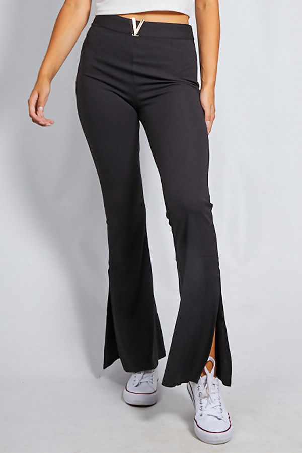 high waist split leg trousers