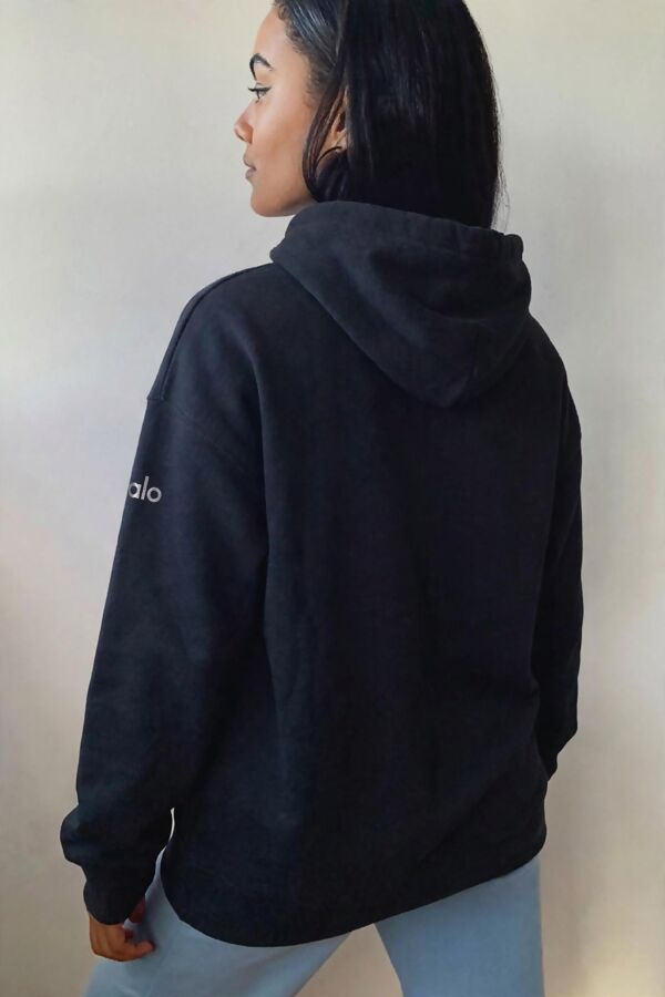 Black Printed Oversized Pullover Hoodie