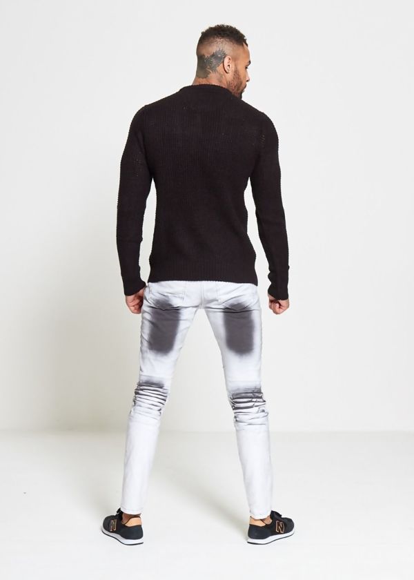 Black Waffle Knitted Jumper