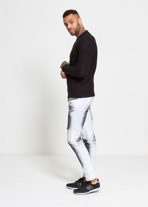 Black Waffle Knitted Jumper