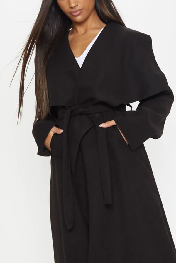 black waterfall coat