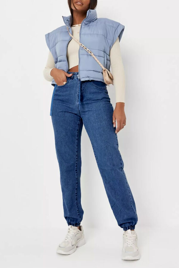 Blue High Waisted Jogger Mom Jeans