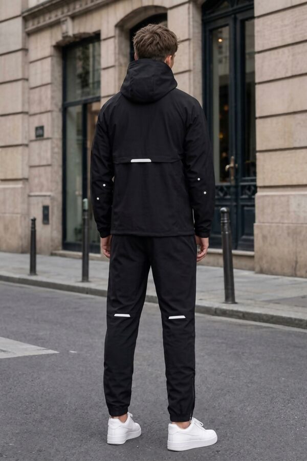 Black High Vis Colour Block Slim Fit Hooded Jacket & Joggers