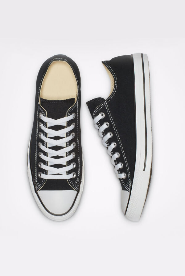 Black Canvas Light Weight Lace Up Flat Trainers