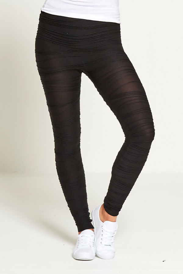 Wholesale Black Ruched Detail Leggings J5 Fashion
