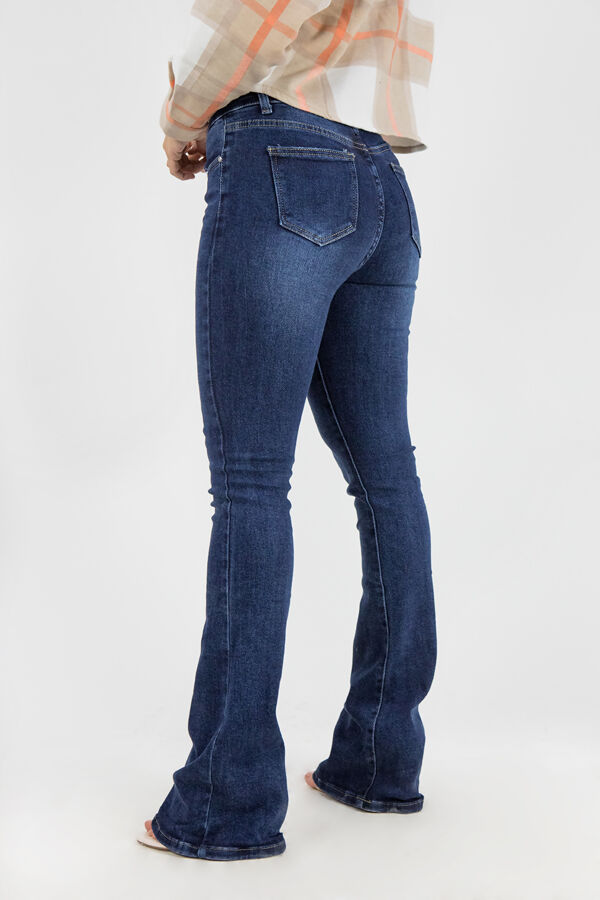 Blue Five Button Stretch Flare Leg Jeans