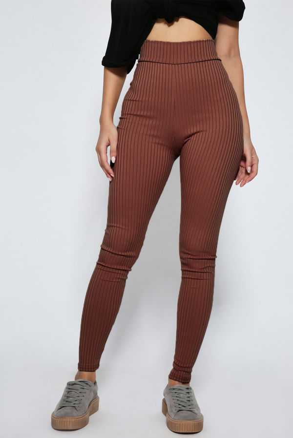 Brown rib leggings Clearance