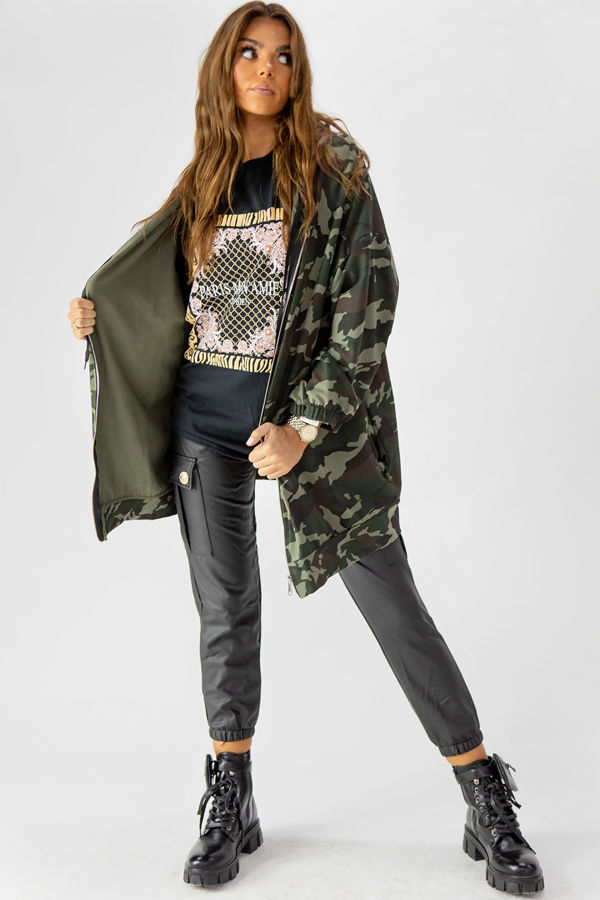 Wholesale Camo Sequin Crown Back Zipped 