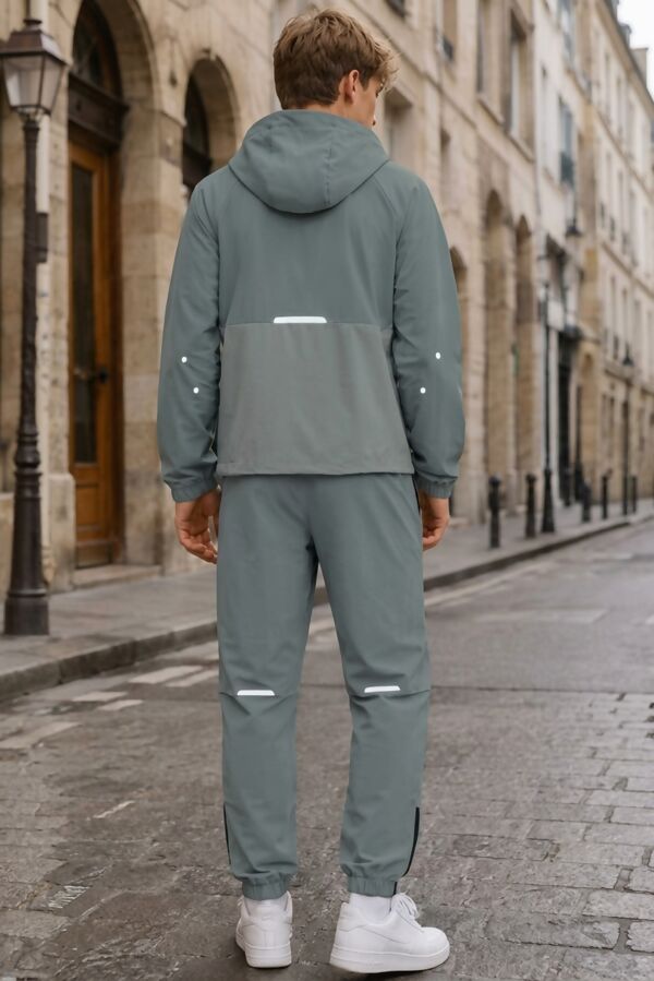 Charcoal High Vis Colour Block Slim Fit Hooded Jacket & Joggers