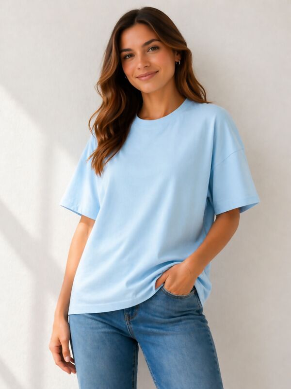 Sky Blue Oversized Soft Lightweight Relaxed Fit Essential Top