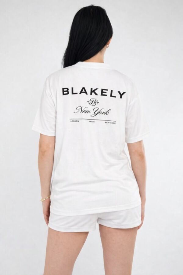 White Printed T-Shirt  And Shorts Co-Ord Set