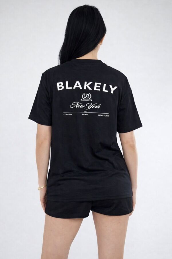 Black Printed T-Shirt  And Shorts Co-Ord Set