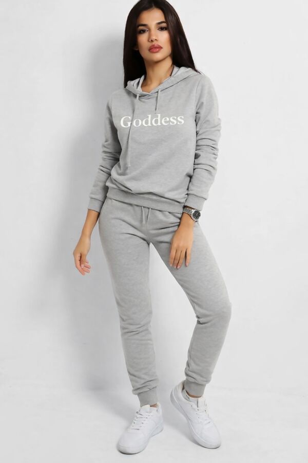 Grey Sequin CG Hooded Loungewear Set