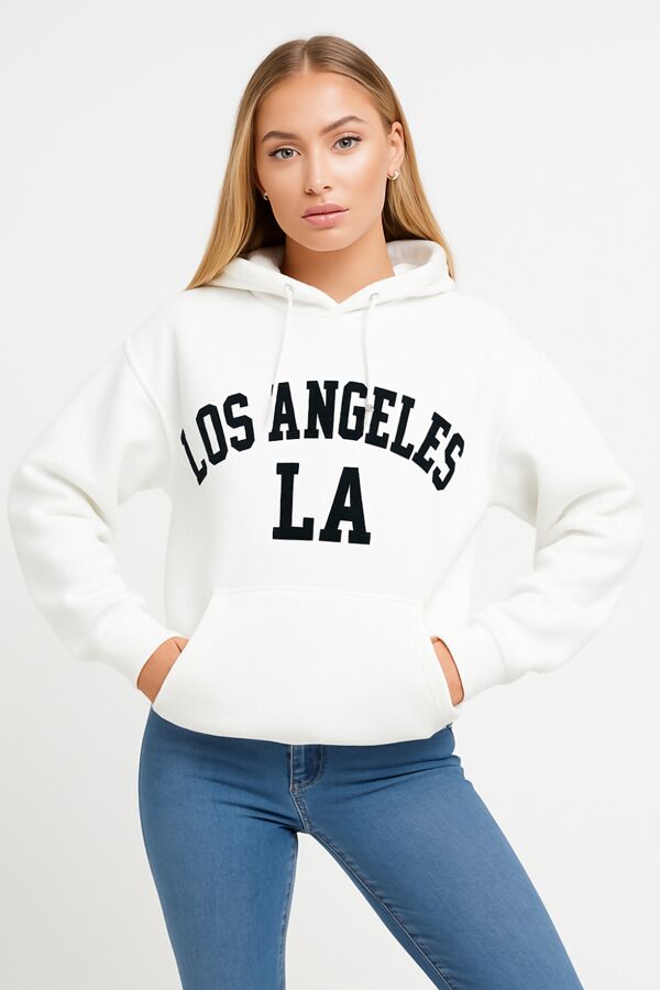 Oversized Basic Fleece LA Printed Hoodie