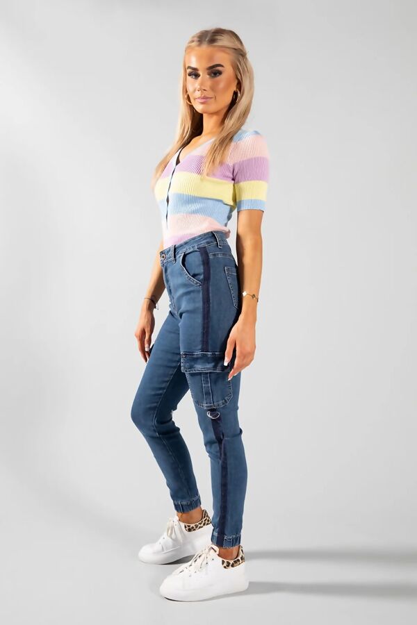 Dark Denim Cargo Skinny Jeans