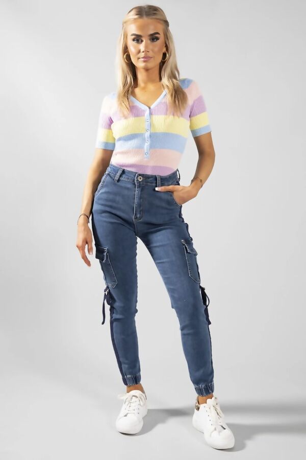 Dark Denim Cargo Skinny Jeans