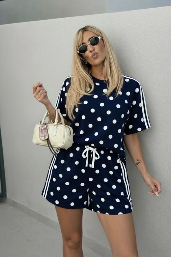 Polka Dot Print Banded Shorts Set