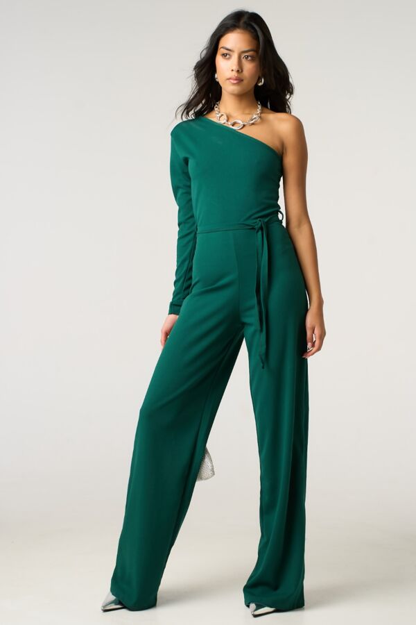 Emerald One Shoulder Long Sleeve Jumpsuit