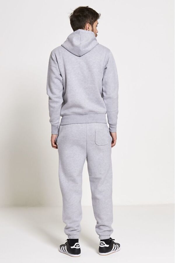 Grey Fleece Jogging Pockets Bottoms Plain Tracksuit