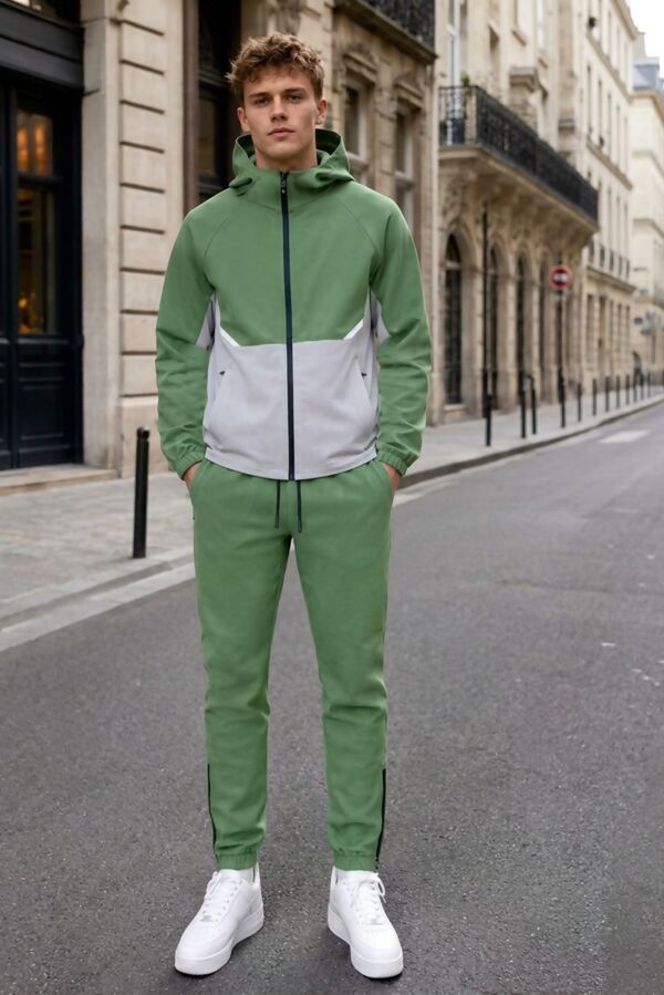 Black High Vis Colour Block Slim Fit Hooded Jacket & Joggers