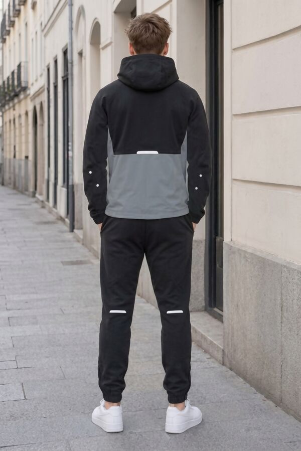 Charcoal High Vis Colour Block Slim Fit Hooded Jacket & Joggers