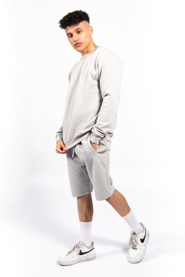 Grey Basic Sweatshirt And Shorts Set