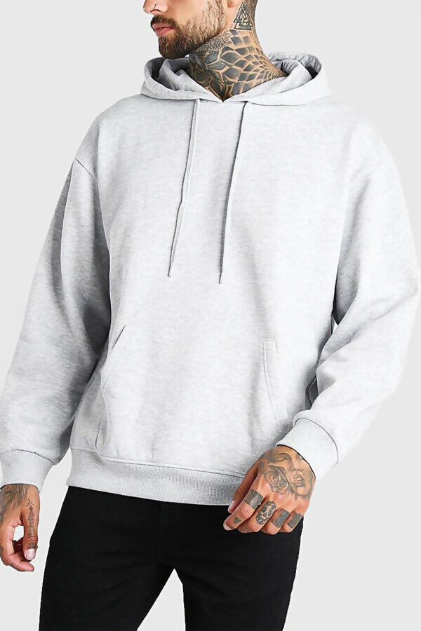 Grey Basic Fleece Pullover Hoodie