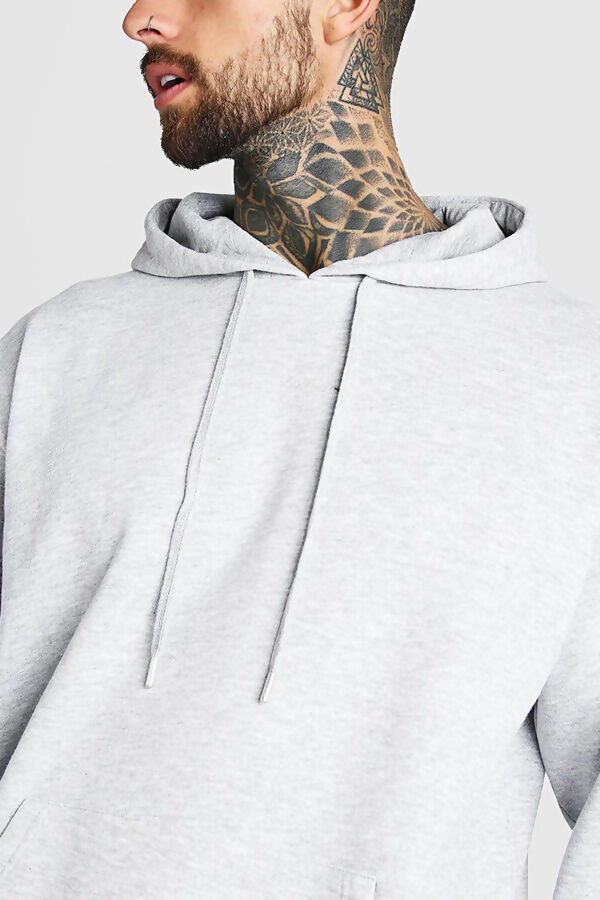 Grey Basic Fleece Pullover Hoodie