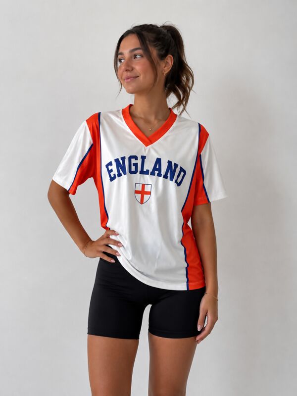 White With Contrast Orange England Soccer T-Shirt