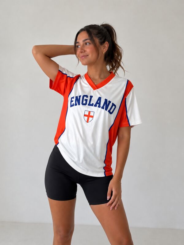 White With Contrast Orange England Soccer T-Shirt