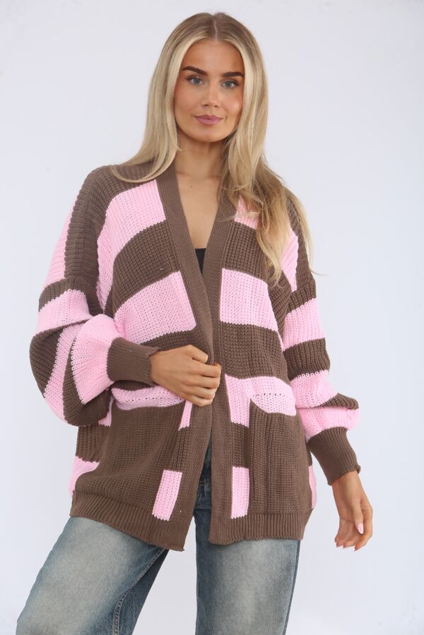 Long Sleeve Stripe Balloon Cardigan
