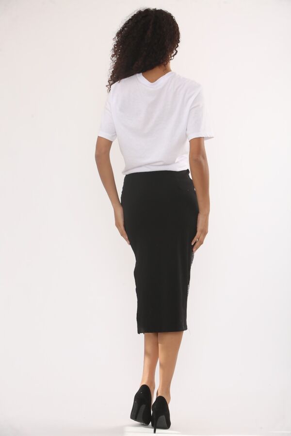 Black Diamante Bodysuit And Embellished Skirt Set
