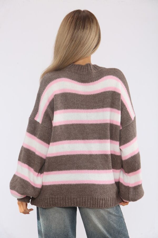 Contrast Striped Knit Turtleneck Sweater
