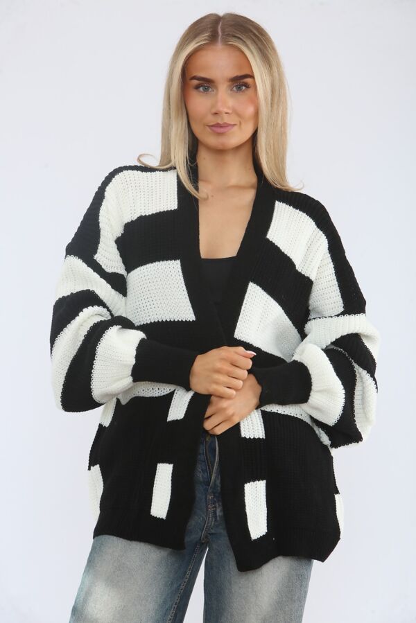 Long Sleeve Stripe Balloon Cardigan