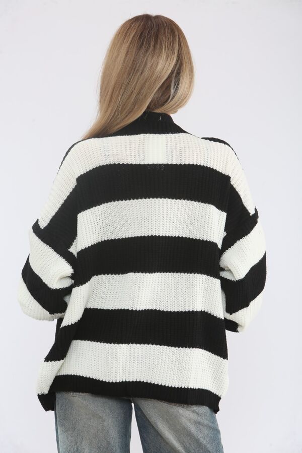 Long Sleeve Stripe Balloon Cardigan