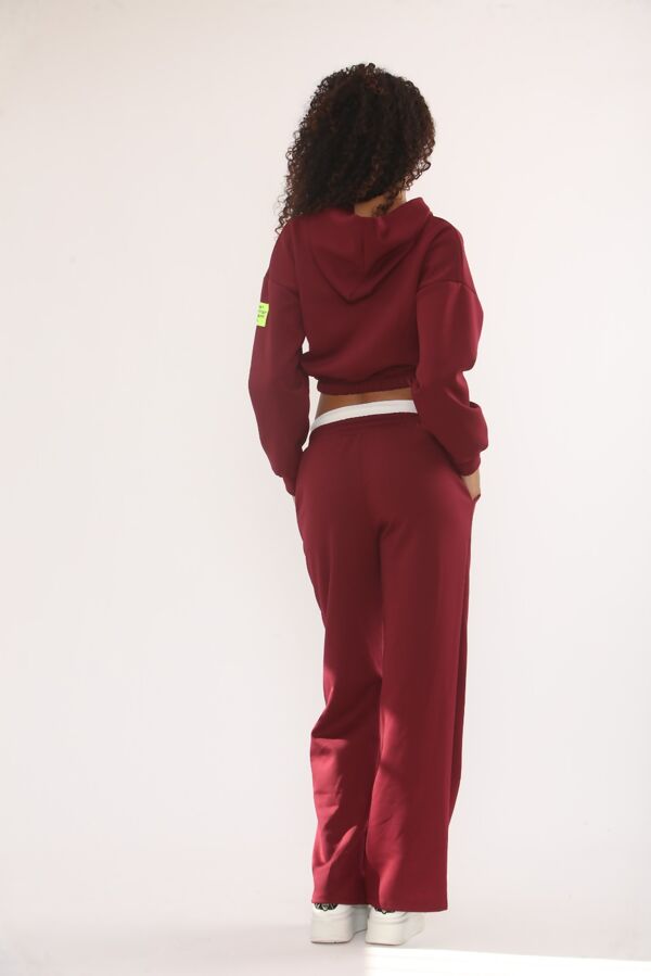 Graphic Badge Baggy Cropped Hoodie With Contrast Trouser