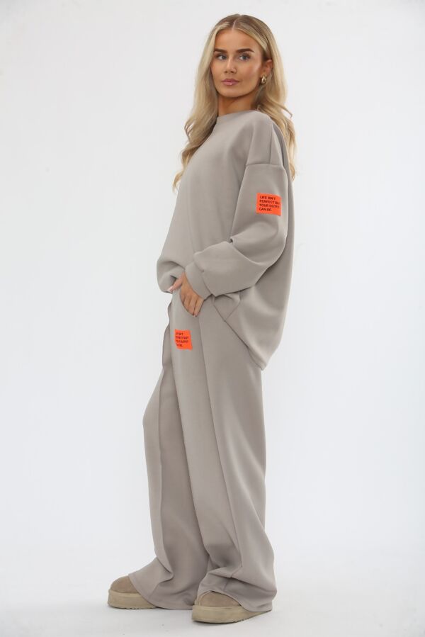 Long Sleeve Graphic Badge Sweatshirt With Wide Leg Trouser