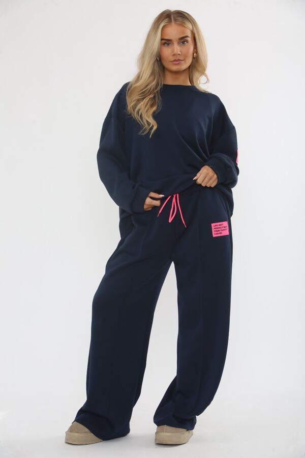 Long Sleeve Graphic Badge Sweatshirt With Wide Leg Trouser