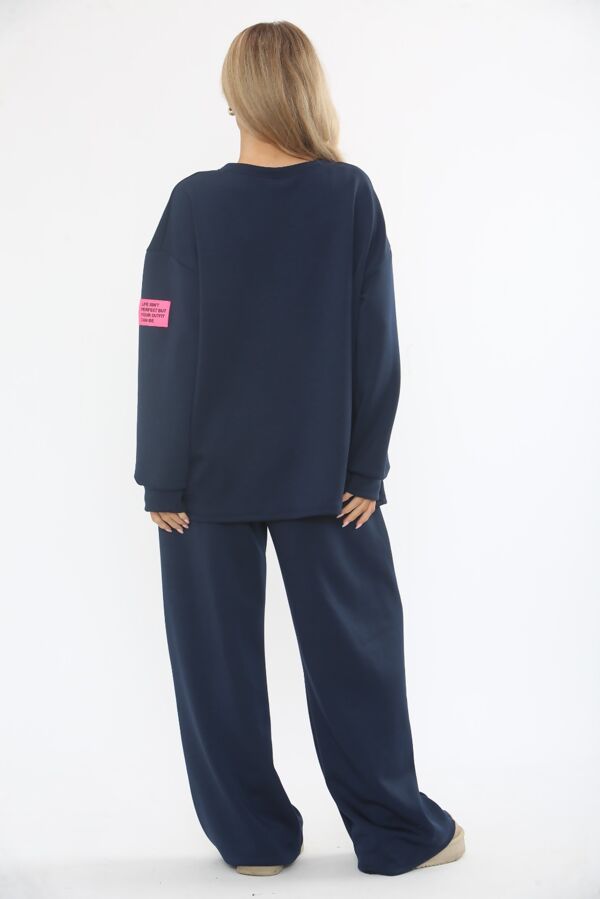 Long Sleeve Graphic Badge Sweatshirt With Wide Leg Trouser