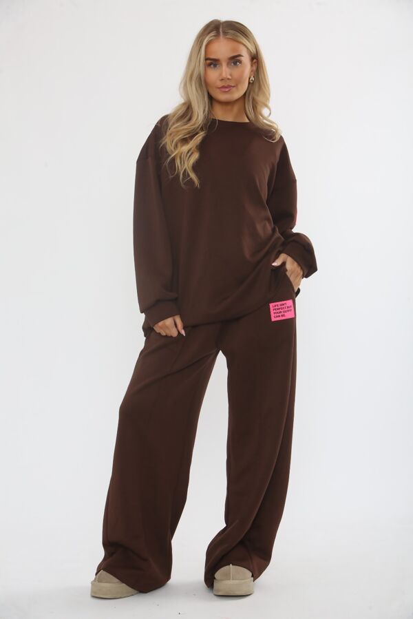 Long Sleeve Graphic Badge Sweatshirt With Wide Leg Trouser
