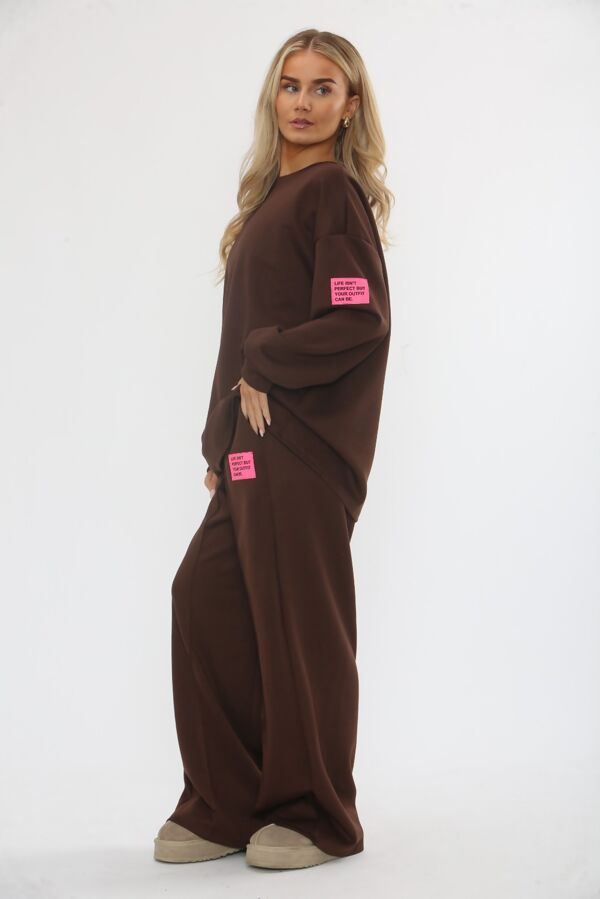 Long Sleeve Graphic Badge Sweatshirt With Wide Leg Trouser
