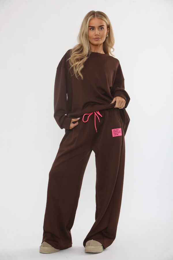 Long Sleeve Graphic Badge Sweatshirt With Wide Leg Trouser