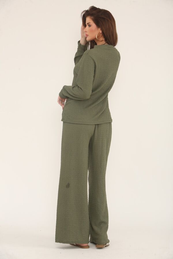 Cheesecloth Long Sleeve Gold Buttoned Top and Trousers Co-Ord Set