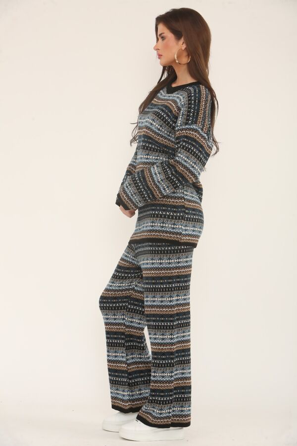 Long Sleeve Nordic Pattern Cozy Knitted Set
