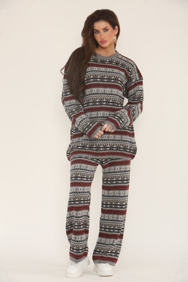 Long Sleeve Nordic Pattern Cozy Knitted Set