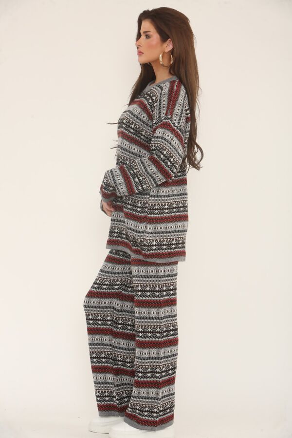 Long Sleeve Nordic Pattern Cozy Knitted Set
